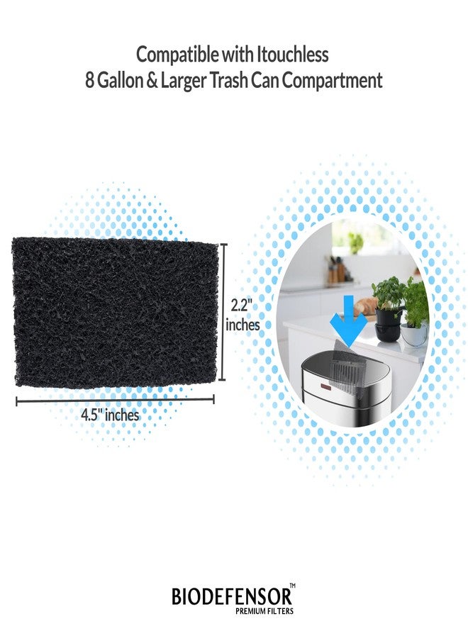 Biodefensor Carbon Odor Filter Compatible with Itouchless Trash Cans - Made in USA - Absorbs Odors, Stink, Diaper Smells & Garbage Deodorizer Eliminator, 4-Pack - Image 2